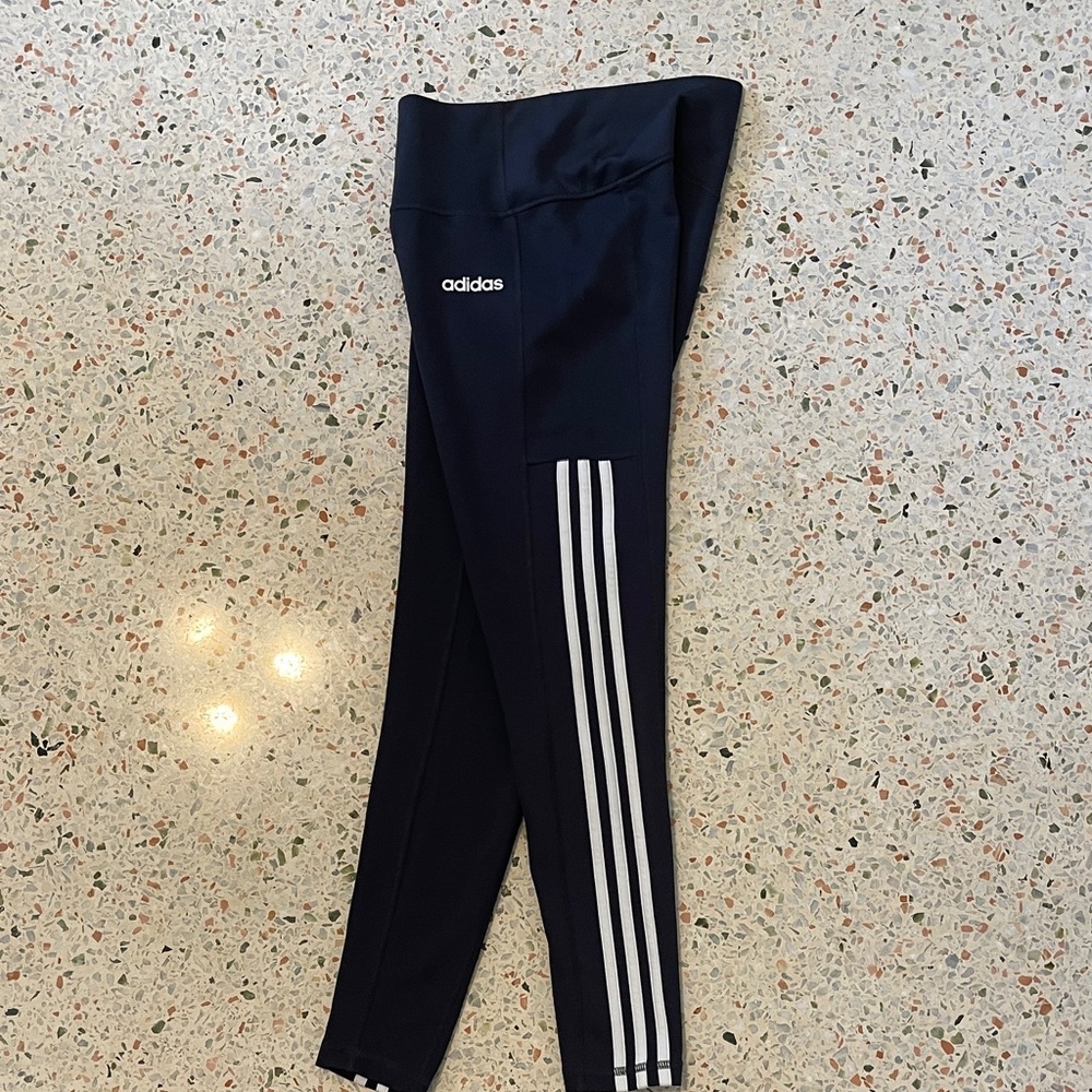 Adidas Climalite Black Leggings White Stripes Size S - Picture 5 of 8